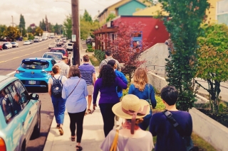 1000 Friends of Oregon people walking down the street